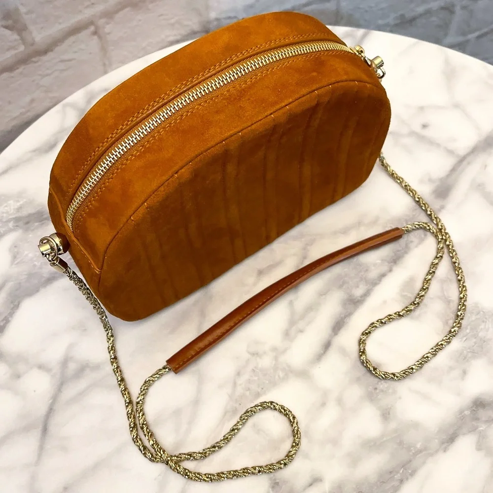 Sezane Dean Bag Quilted Leather Crossbody Noisette Brown NWT - Picture 4 of 11